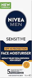 [NIVEA] MEN Sensitive Protect Face Moisturiser SPF 15 75ml | Enriched With Vitamin E and Provitamin B5 | Provides UVA/UVB Protection | Fast Absorbing Formula | Suitable for Sensitive Skin