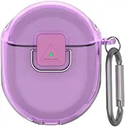 [VAEKNVG] [Upgrade Lock] Case for Google Pixel Buds Pro 2, Shock-Absorbing Protective Armor Cover for Pixel Buds Pro 2 Accessories, TPU Hard Shell with Carabiner (Clear Purple)