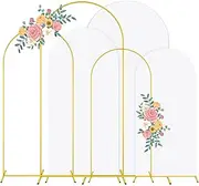 PATYDEST Set of 3 Wedding Arch Backdrop Stand and White Arch Cover 7.2FT & 6.6FT & 6FT Heavy Duty Balloon Metal Party Arch Stand with Base Arched Backdrop Stands Cover for Birthday Bridal Baby Shower