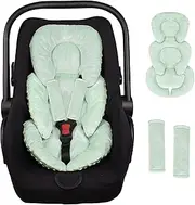 Infant Car Seat Insert Head and Body Support, GFU Reversible Newborn Insert for Carseat with Strap Pads, Soft Stroller Cushion Pillow Insert for Boys and Girls, Fits for Stroller, Swing, Green