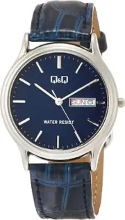 Official CITIZEN Q&Q Watch Analog Waterproof Date Day Leather Strap A204-302 New