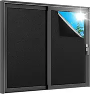 rabbitgoo Total Blackout Window Film, Privacy Frosted Sticker with Grid Lines Backing, Room Darkening Tint Removable Opaque UV Protection Glass Cover, Non-Adhesives Static Cling, 90 X 200 CM