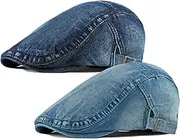 [Qunson] 2 Pack Mens Tweed Wool Blend Flat Cap Ivy