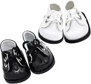 GLSTOY 2 Pairs Mini Plush Doll Shoes of Decorative Leather Sneakers for Dolls Home Decor Ornaments Fashionable Safe for Imaginative Play