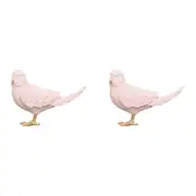 2x White Moose Resin/Metal Budgie Figurine Home/Office Living Room Decor Pink