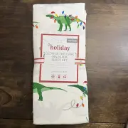 POTTERY BARN KIDS HOLIDAY GLOW IN THE DARK DINOSAUR TODDLER SHEET SET