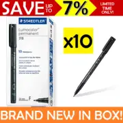 NEW IN BOX BLACK 10x Staedtler LUMOCOLOR Permanent Marker 318 Fine 0.6mm 318-9