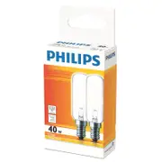 Philips T25 E14 Halogen 270Lm Clear 40W Appliance Globe - 2 Pack