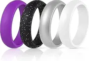 ThunderFit Silicone Rings Wedding Bands for Women 4 Pack