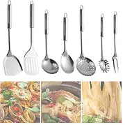 7Pcs Stainless Steel Cooking Utensils Set, Ai-OUMLEEF Kitchen Utensils Cooking Tools, Kitchen Cookware Utensil, Professional Wok Utensils Set,Spatula Set, Wok Utensils Set