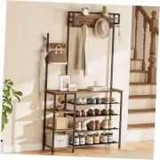Hall Tree with Bench and Shoe Storage, Entryway Bench with Coat Rack, Shoe
