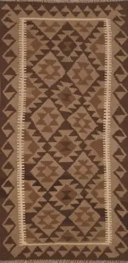 Geometric Reversible Kelim Kilim Rugs Flatweave Tribal Wool Carpet 4x7 ft