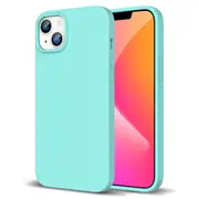 ZUSLAB iPhone 14 Case Liquid Silicone Anti-Scratch Gel Rubber Shockproof Protective Cover with Soft Microfiber Lining for Apple (2022) - Mint
