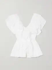 [Chloé] Chloé - + Net Sustain Ruffled Ramie-voile Blouse - White - FR 42 FR 42 White