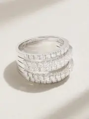 [De Beers] De Beers - 5-line 18-karat White Gold Diamond Ring - Silver - 54 54 Silver