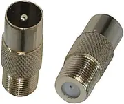 TV Aerial Connector 2 Pack TV Aerial Coaxial Cable F-Connectors Adaptor Satellite F Type Screw Connector Socket to RF Coax Aerial Male Adapter Converter