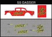 Hot Wheels(1/64),55 Gasser "Savage" Waterslide,Printed White First,Decals