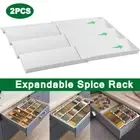 2× Adjustable Spice Rack Drawer Organizer Expandable Plastic Tray for Spice Jars
