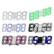 3D LED Digital Alarm Clock Wall Clock Snooze Bedroom Tabletop Electronic Clocks