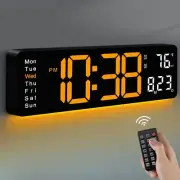 Digital Wall Clock, 17.3" Large Display Digital Clock with Remote Control, Au...