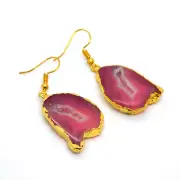 Druzy Geode Earrings Gold Electroplated Handmade Gemstone Jewelry JP11099