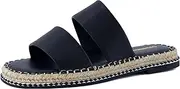 [CUSHIONAIRE] Bhendi Women’s Espadrille Slide Sandal – Faux Leather Double Strap with Jute-Wrapped Sole & Cushioned Footbed
