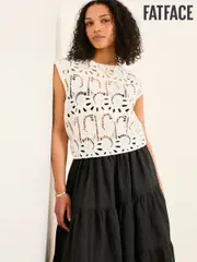 FatFace Clover Ivory Crochet Top (AL1863) | $150