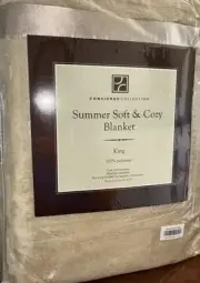 Concierge Collections King Blanket Summer Soft & Cozy Beige HSN