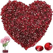 NOLITOY 2000 Pcs Diamond Decorations Acrylic Wine Red Diamond Table Scatter Crystals for Table for Vase Fillers Party Table Candle Wedding Centerpieces