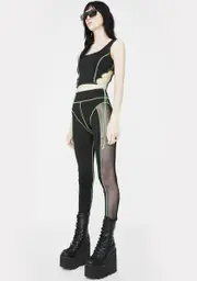 [Jaded London] Green & Black Mesh High Waist Leggings