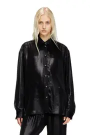 [Diesel] Diesel - Fluid shirt in laminated fabric - Shirts - Woman - Black 38 Black