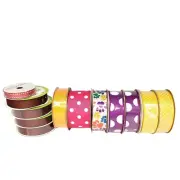 Lot of 12 Offray & Floral Garden Grosgrain Ribbon Paw Print Polka Dot MOSTLY NEW