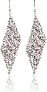 [AMYJANE] Long Chandelier Earrings for Women - 18k Plated Darling Row Waterfall Crystal Rhinestone Fashion Statement Earrings for Wedding Bride Bridesmaid Gala Pageant Party Prom Costume Earrings