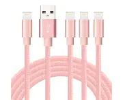 WIWU 4Packs iPhone Cable Phone Charger Nylon Braided Cable USB Cord -Pink - 1M+2M+2M+3M