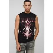 Mens Black Regular Fit Nirvana License Printed vest