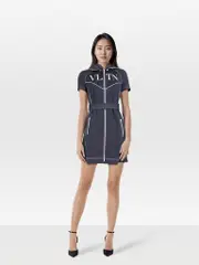 Navy VLTN Hooded Zip Up Dress