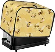 Yellow Bees Print 2 Slice Toaster Cover Fingerprint Bread Maker Protectors,Kitchen Small Appliance Dust Cover
