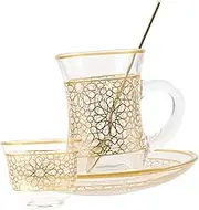 Yardenfun 1 Set Coffee Mugs Milk Cup with Saucer Decorative Cups Water Cup with Saucer Cappuccino Cup Latte Cup Drinking Cup Decorative Water Cup Juice Cup Printing Glass Phnom Penh