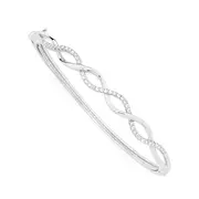 Sterling Silver Cz Open Twist Bangle in Clear