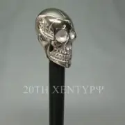 Nautical Chrome SKULL Handle Black Wooden Walking Stick Cane 36 Inch Long Gift