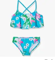 Kanu Surf Girls' Alania Flounce Bikini Beach Sport 2 Piece Swimsuit Sz 12