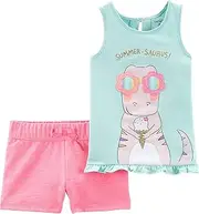 [Carter's] Baby Girls Summer-Saurus Tank Shorts Set