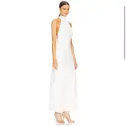 x REVOLVE Evianna Satin Gown Ivory MISHA High Neckline No Bow Dress NWT Evening•