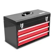 Red 20" 3 Drawers Multiple Storage Tool Box Flat Top Steel Portable Hand Carry