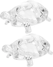 CHICAMPERA 2Pcs Small Turtle Figurines Delicate Turtle Statues for Home Decor Elegant Chinese Style Turtle Ornaments for Office Study Room Decoration