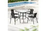 Gardeon Outdoor Dining Set 5 Piece Steel Stackable Chairs Table Patio Furniture