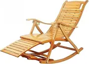 Zero Gravity Lounge Chair, Garden Chairs Rocking Chair,Multifunctional Nap Chair, with Foot Massage Wheel Foldable Cotton Cushion,Adult Easy Chair Bamboo Balcony Lounge Chair Lounge Chair (Color : B