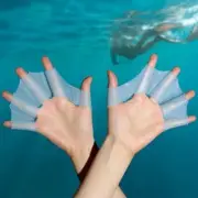 2x Webbed Silicone Swimming Paddle Gloves Swim Flippers Finger Palm Hand Fins