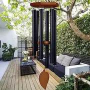 Sympathy Wind Chimes for Outside Large Deep Tone, Memorial Wind Chimes for Loss of a Loved, 32Inch Wind Chimes with 6 Thicken Tubes & Hook, Outdoor Wind Chimes Gifts for Mother, Garden Decor(Black)