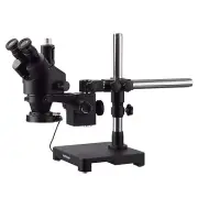 AmScope 3.5X-45X Trinocular Stereo Zoom Microscope Boom + Ring Light